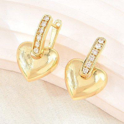Brass Micro Pave Clear Cubic Zirconia Hoop Dangle Earrings EJEW-G471-30C-G-1