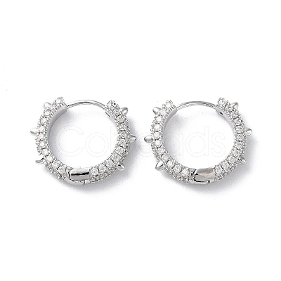 Brass Micro Pave Cubic Zirconia Hoop Earrings EJEW-P259-02P-1