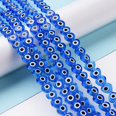 Handmade Evil Eye Lampwork Beads Strands LAMP-F023-B12-1