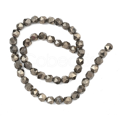 Natural Gold Pyrite/Golden Pyrite Beads Strands G-G458-I01-8mm-1