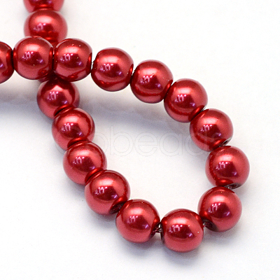 Baking Paint Pearlized Glass Pearl Round Bead Strands X-HY-Q003-4mm-51-1