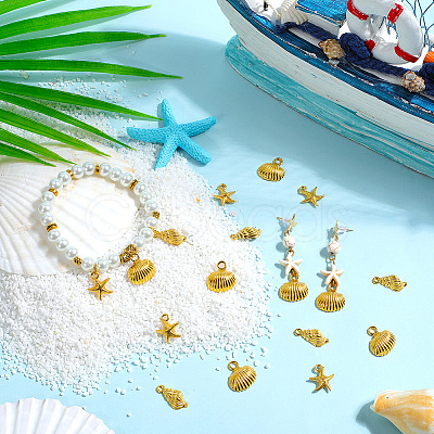 60Pcs 3 Styles Ocean Theme Alloy Pendants FIND-SC0012-44-1