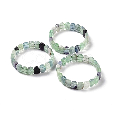Natural Fluorite Oval Beaded Stretch Bracelet G-E010-01S-1