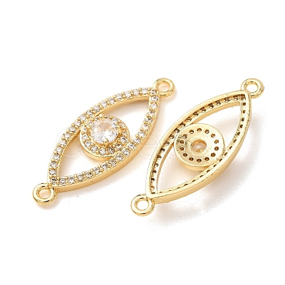 Brass Micro Pave Clear Cubic Zirconia Connector Charms CU-CBA4579-03G-F-1