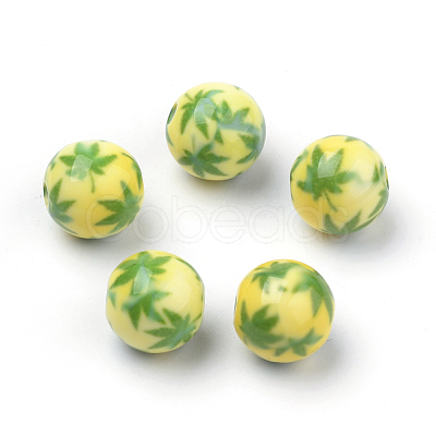 Opaque Printed Acrylic Beads MACR-S271-10mm-08-1