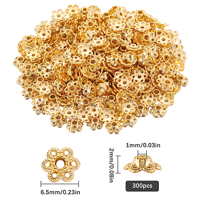 300Pcs Alloy Beads Caps PALLOY-SC0004-38-1