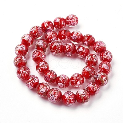 Handmade Gold Sand Lampwork  Beads Strands LAMP-F014-A-1