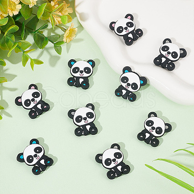 18Pcs 3 Colors Panda Silicone Beads SIL-OC0001-08-1