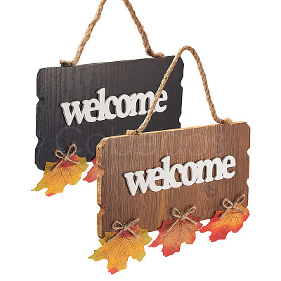 2Pcs 2 Color Wooden Doorplate Decorations AJEW-CF0001-10-1