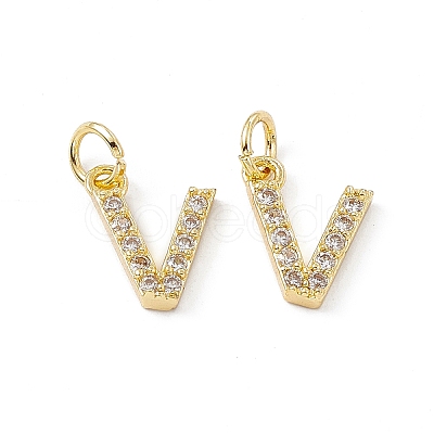 Real 18K Gold Plated Brass Micro Pave Clear Cubic Zirconia Charms KK-E068-VB452-V-1