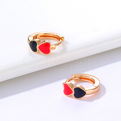 Fashionable Heart Brass Hoop Earrings SE4766-1