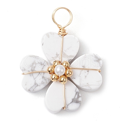 Natural & Synthetic Mixed Gemstone Clover Pendants PALLOY-JF03180-1