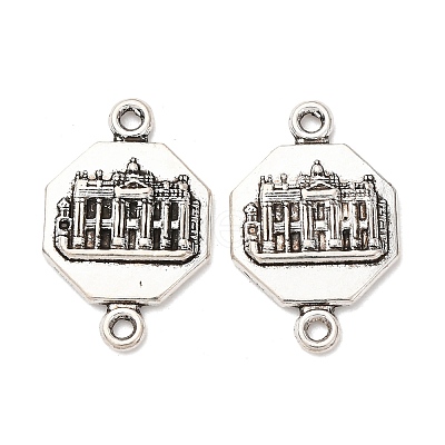 Tibetan Style Alloy Octagon with Church Connector Charms FIND-Z099-16AS-02-1