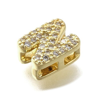 Brass Micro Pave Cubic Zirconia Letter Multi-Strand Links KK-D295-32G-14-1