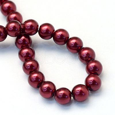 Baking Paint Pearlized Glass Pearl Round Bead Strands X-HY-Q003-6mm-39-1