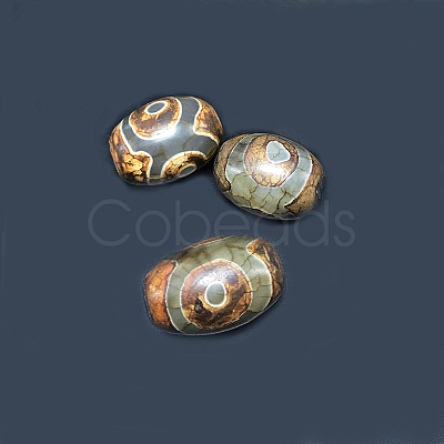 Tibetan Style 3-Eye dZi Beads X-TDZI-G009-B42-1