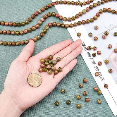 Natural Unakite Beads Strands G-AR0001-39-1