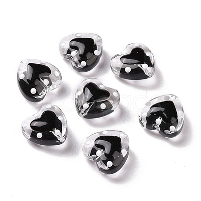 Glass Heart Beads GLAA-D005-01F-1
