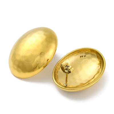 Ion Plating(IP) 304 Stainless Steel Oval Stud Earrings EJEW-D281-16G-1