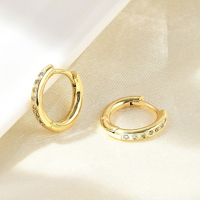 Brass Micro Pave Clear Cubic Zirconia Hoop Earrings LS-EJEW-D311-145G-1