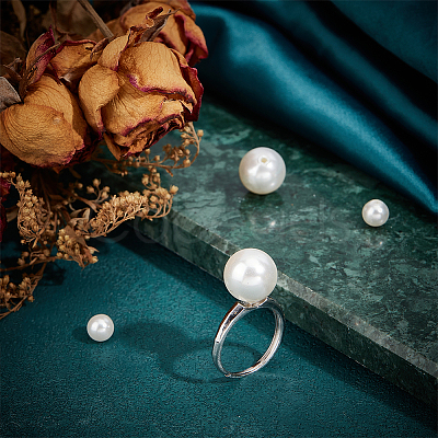 1Pc 925 Sterling Silver Adjustable Design Ring Mounts Fittings with Pearl Seat STER-BC0002-79B-P-1