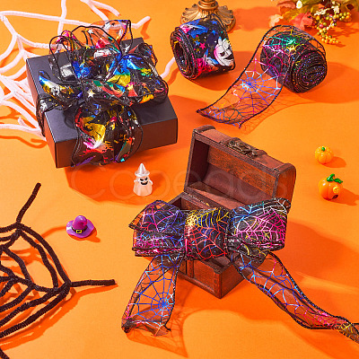 2 Rolls 2 Styles Halloween Theme Polyester Ribbons OCOR-TA0002-20-1