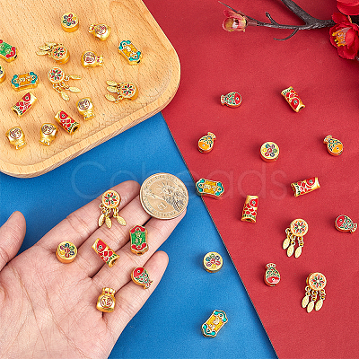 36Pcs 6 Styles Alloy Enamel European Dangle Beads FIND-GA0008-60-1