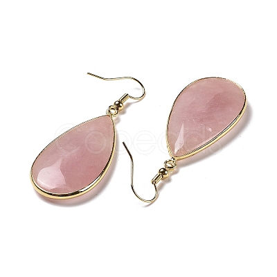 Natural Rose Quartz Dangle Earrings X-EJEW-L179-01F-1