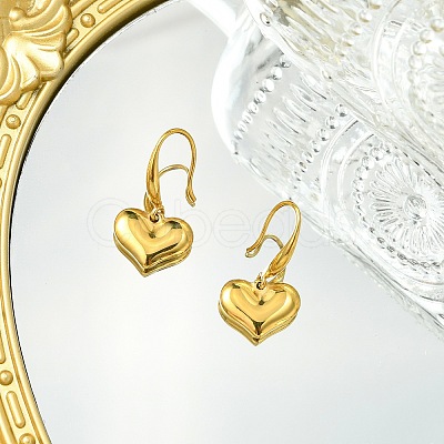 304 Stainless Steel Heart Dangle Earrings for Women EJEW-G417-02G-1