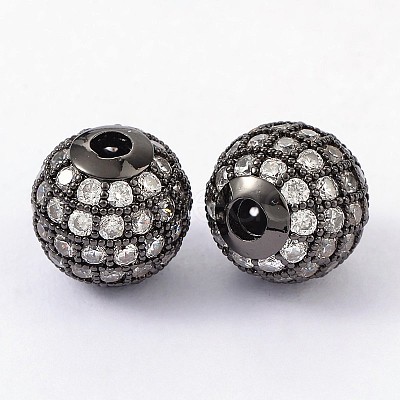 Brass Cubic Zirconia Beads ZIRC-D003-2B-1