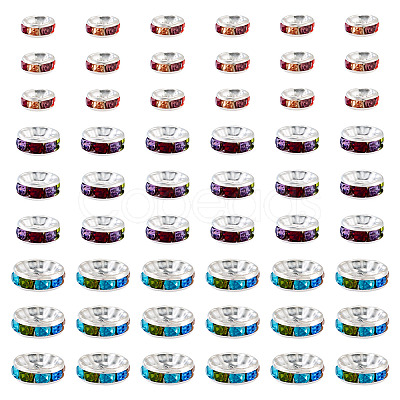 300Pcs 3 Styles Rondelle Brass Rhinestone Spacer Beads RB-TA0001-33P-1