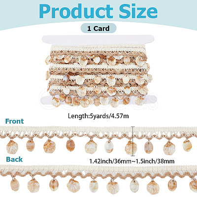 5yards Cotton Thread & Shell Beaded Trim Ribbon OCOR-CY0003-94A-1