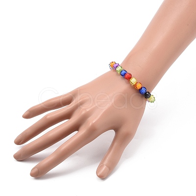 5Pcs 5 Style Pumpkin & Round & Polygon & Heart & Star Acrylic Beaded Stretch Bracelets Set BJEW-JB08927-1