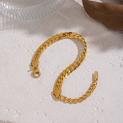 304 Stainless Steel Cuban Link Chain Bracelets for Women TJ2572-1