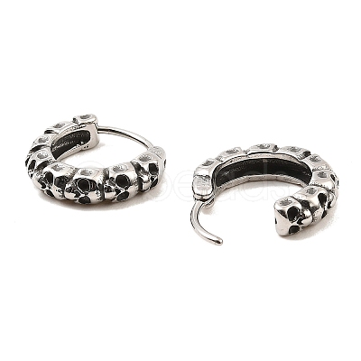 Skull Theme 316 Surgical Stainless Steel Hoop Earrings for Women Men EJEW-D096-04D-AS-1