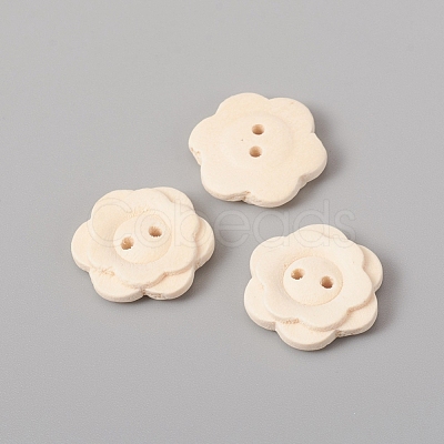 2-Hole Natural Wood Buttons WOOD-E010-16-1