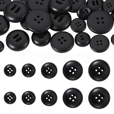 25Pcs 5 Styles 4-Hole Resin Buttons BUTT-TA0001-49-1