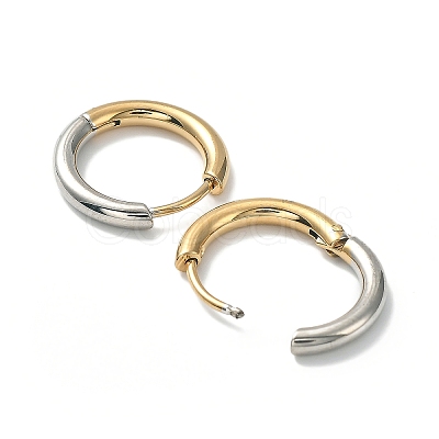 Ion Plating(IP) Two Tone 304 Stainless Steel Huggie Hoop Earrings X-EJEW-A106-02C-1