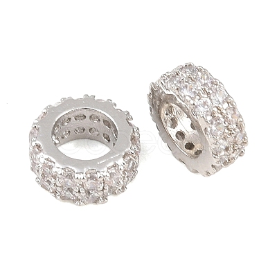 Brass Micro Pave Cubic Zirconia European Beads ZIRC-D026-07P-1