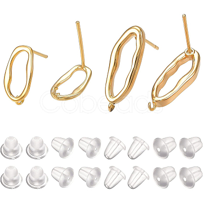 12Pcs 2 Style Brass Stud Earring Findings KK-BC0007-95-1