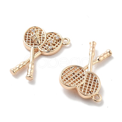 Rack Plating Brass Clear Cubic Zirconia Pendants KK-M102-16G-A-1
