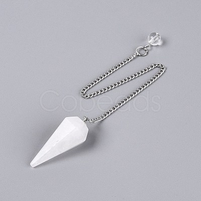 Natural Quartz Crystal Dowsing Pendulum Pendants AJEW-N005-01H-1