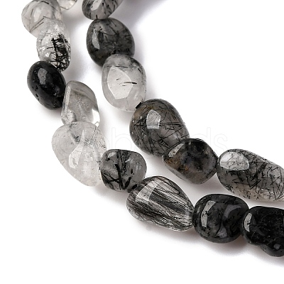 Natural Black Rutilated Quartz Beads Strands G-F439-08-1