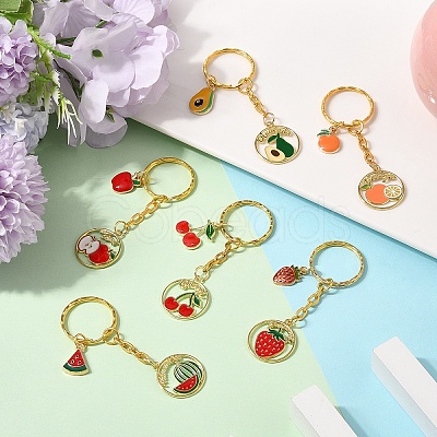 6Pcs 6 Styles Alloy Enamel Keychain KEYC-YW00194-1
