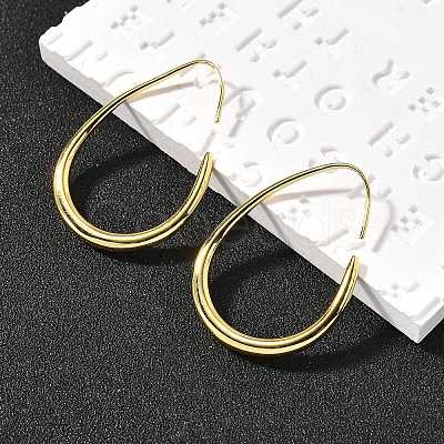 Teardrop Brass Dangle Earrings EJEW-R018-01G-1