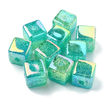 10Pcs Gradient Color & UV Plating Transparent Acrylic Beads OACR-YW0002-25D-1