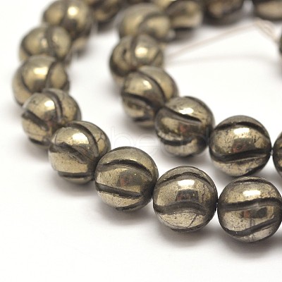 Round Natural Pyrite Beads Strands G-I125-11-1