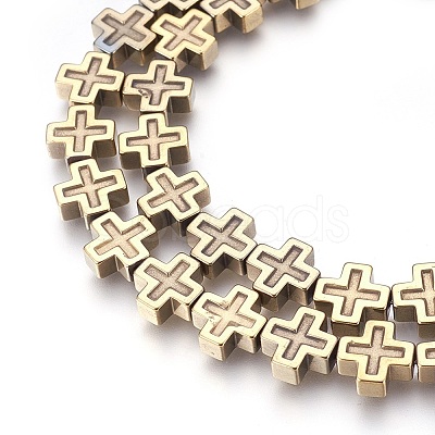 Electroplated Non-magnetic Synthetic Hematite Beads Strands G-P392-F06-1
