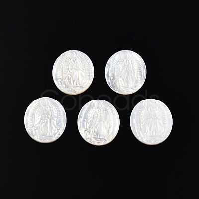 Natural White Shell Cabochons SSHEL-N034-138-1