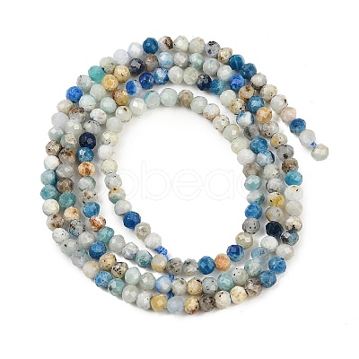 Natural Blue Azurite in Calcite Beads Strands G-P618-3mm-01-1